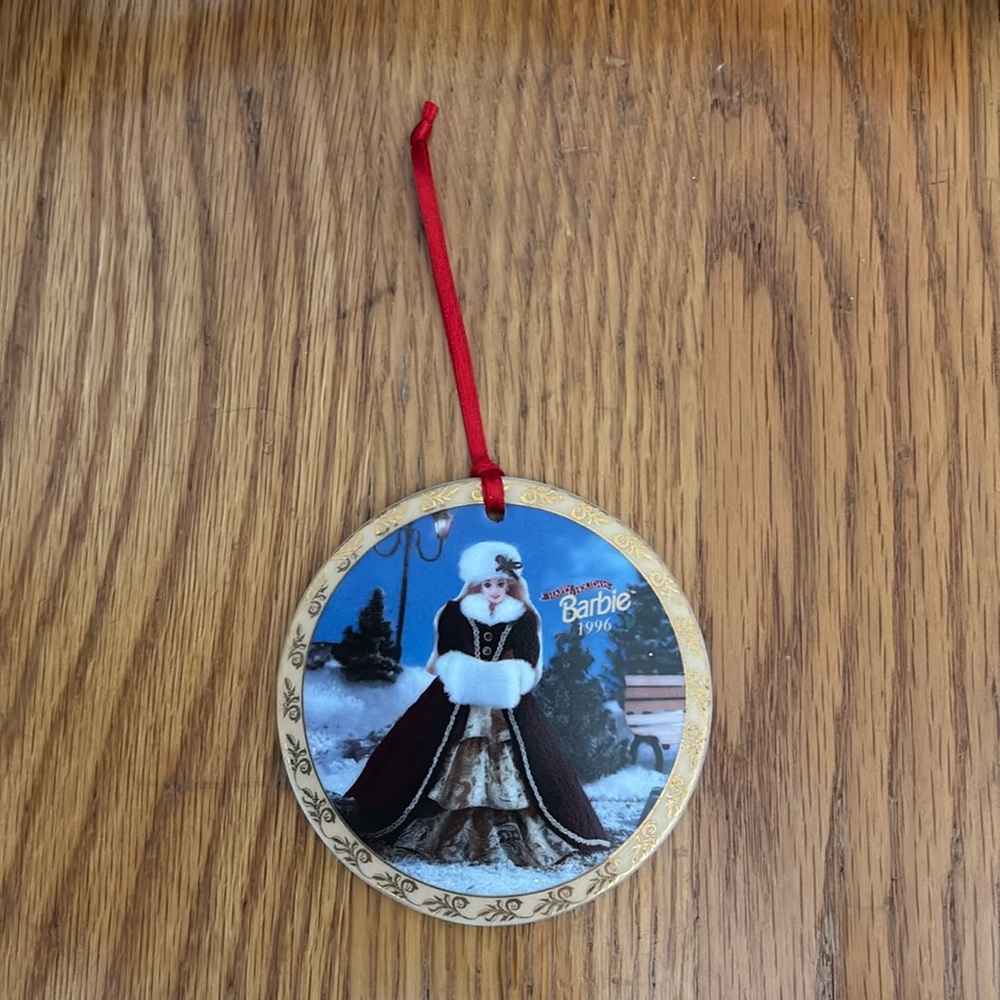 Vintage Happy Holidays Barbie ornament 1996
